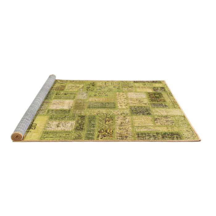Sideview of Machine Washable Patchwork Brown Transitional Rug, wshcon2908brn