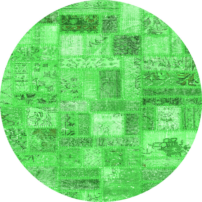 Square Patchwork Green Transitional Rug, con2908grn