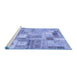 Sideview of Machine Washable Patchwork Blue Transitional Rug, wshcon2908blu