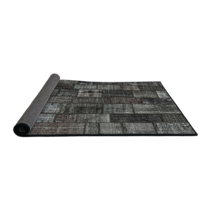 Thickness of Contemporary Granite Gray Patchwork Rug, con2909