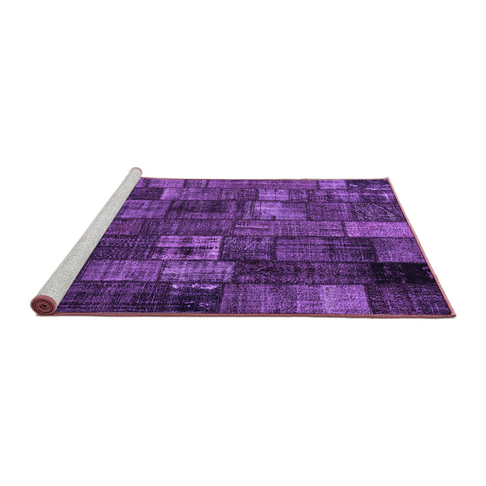 Sideview of Machine Washable Patchwork Purple Transitional Area Rugs, wshcon2909pur