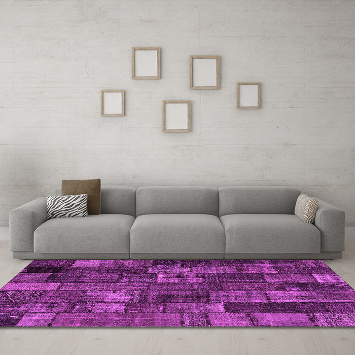 Machine Washable Patchwork Pink Transitional Rug in a Living Room, wshcon2909pnk