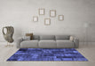 Machine Washable Patchwork Blue Transitional Rug in a Living Room, wshcon2909blu