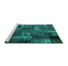 Sideview of Machine Washable Patchwork Turquoise Transitional Area Rugs, wshcon2909turq