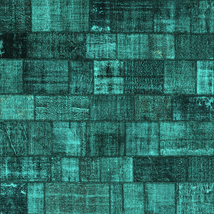 Square Patchwork Turquoise Transitional Rug, con2909turq