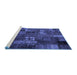 Sideview of Machine Washable Patchwork Blue Transitional Rug, wshcon2909blu