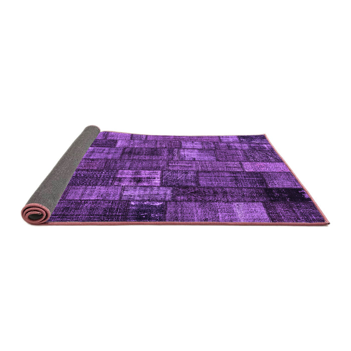 Sideview of Patchwork Purple Transitional Rug, con2909pur