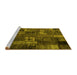 Sideview of Machine Washable Patchwork Yellow Transitional Rug, wshcon2909yw