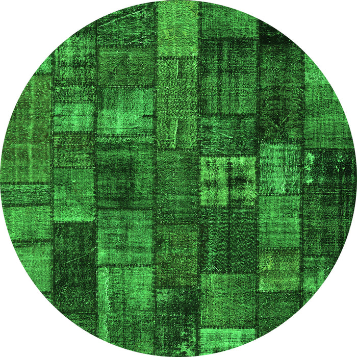 Machine Washable Patchwork Green Transitional Area Rugs, wshcon2909grn