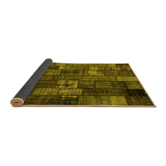 Sideview of Patchwork Yellow Transitional Rug, con2909yw