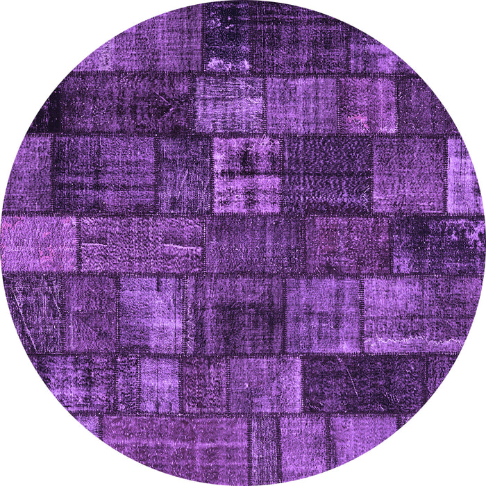 Round Patchwork Purple Transitional Rug, con2909pur