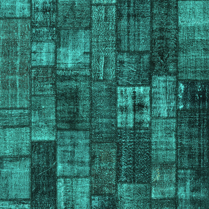 Machine Washable Patchwork Turquoise Transitional Area Rugs, wshcon2909turq