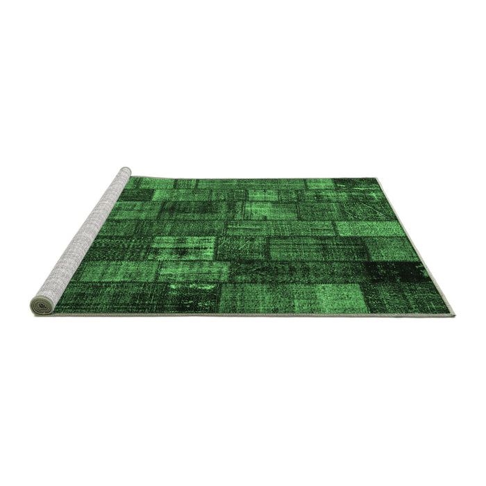 Sideview of Machine Washable Patchwork Emerald Green Transitional Area Rugs, wshcon2909emgrn