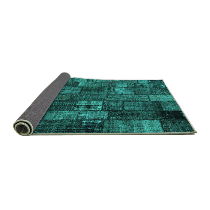 Sideview of Patchwork Turquoise Transitional Rug, con2909turq