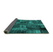 Sideview of Patchwork Turquoise Transitional Rug, con2909turq