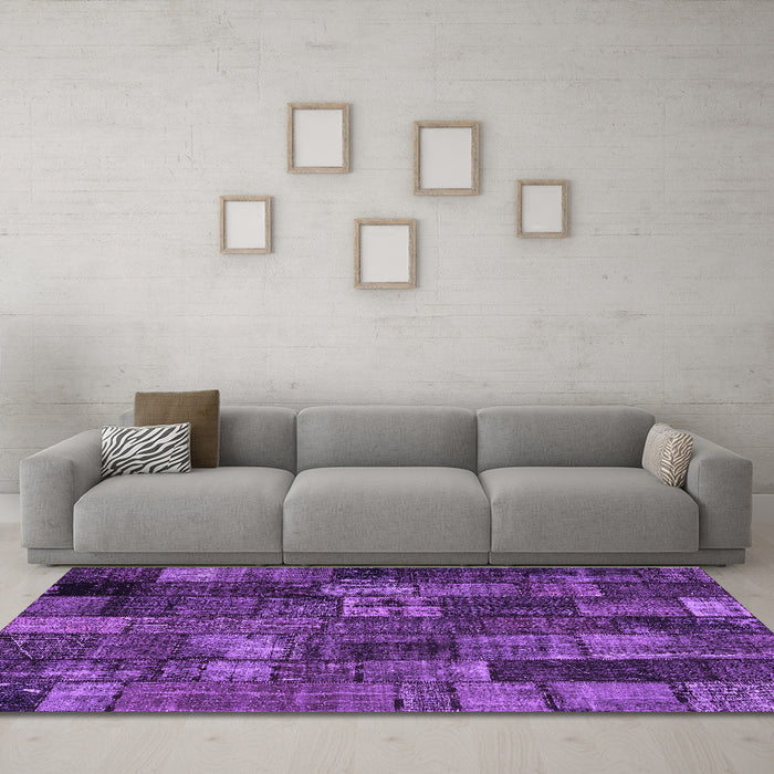 Machine Washable Patchwork Purple Transitional Area Rugs in a Living Room, wshcon2909pur