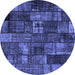 Round Patchwork Blue Transitional Rug, con2909blu