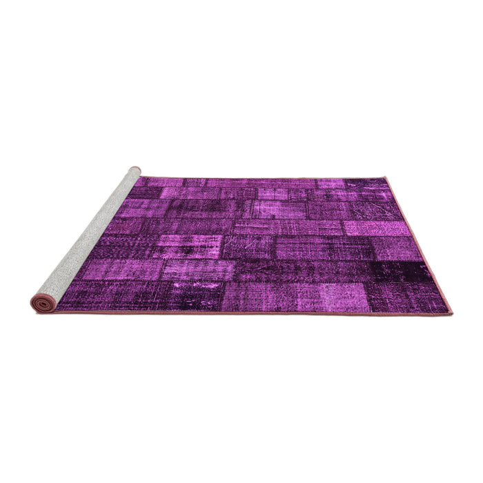 Sideview of Machine Washable Patchwork Pink Transitional Rug, wshcon2909pnk