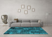 Machine Washable Patchwork Light Blue Transitional Rug in a Living Room, wshcon2909lblu