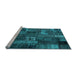 Sideview of Machine Washable Patchwork Light Blue Transitional Rug, wshcon2909lblu