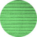 Round Machine Washable Abstract Emerald Green Contemporary Area Rugs, wshcon290emgrn