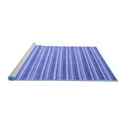 Sideview of Machine Washable Abstract Blue Contemporary Rug, wshcon290blu