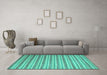 Machine Washable Abstract Turquoise Contemporary Area Rugs in a Living Room,, wshcon290turq