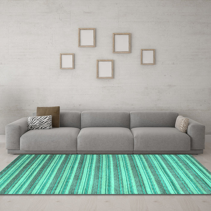 Machine Washable Abstract Turquoise Contemporary Area Rugs in a Living Room,, wshcon290turq