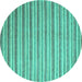 Round Machine Washable Abstract Turquoise Contemporary Area Rugs, wshcon290turq