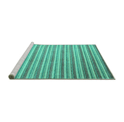 Sideview of Machine Washable Abstract Turquoise Contemporary Area Rugs, wshcon290turq