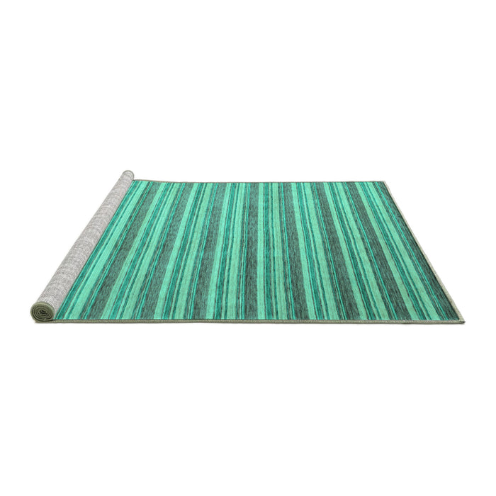 Sideview of Machine Washable Abstract Turquoise Contemporary Area Rugs, wshcon290turq