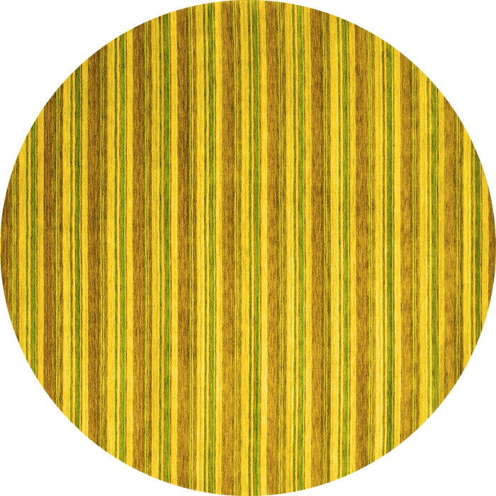Round Machine Washable Abstract Yellow Contemporary Rug, wshcon290yw