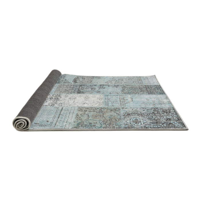 Thickness of Contemporary Light Steel Blue Patchwork Rug, con2910