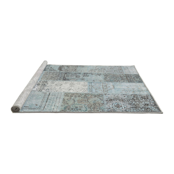Serging Thickness of Machine Washable Contemporary Light Steel Blue Rug, wshcon2910