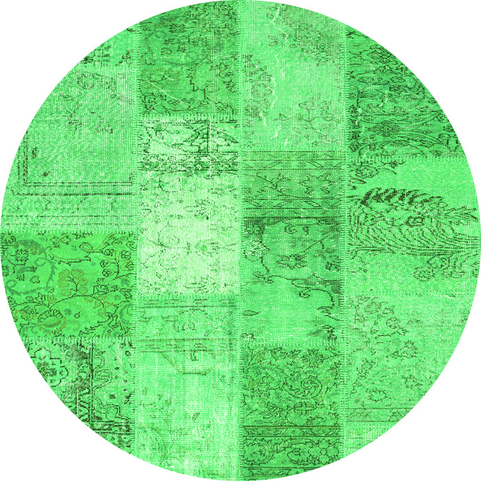 Machine Washable Patchwork Green Transitional Area Rugs, wshcon2910grn