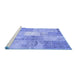 Sideview of Machine Washable Patchwork Blue Transitional Rug, wshcon2910blu