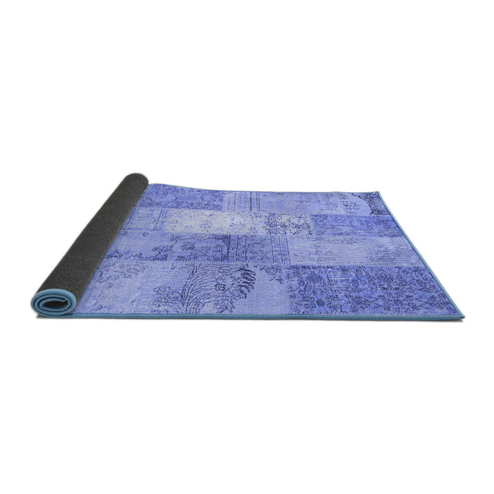 Sideview of Patchwork Blue Transitional Rug, con2910blu