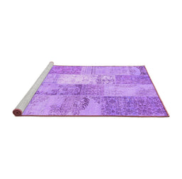 Sideview of Machine Washable Patchwork Purple Transitional Area Rugs, wshcon2910pur