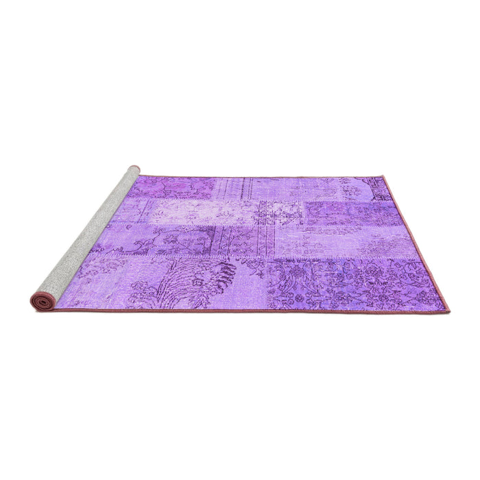 Sideview of Machine Washable Patchwork Purple Transitional Area Rugs, wshcon2910pur