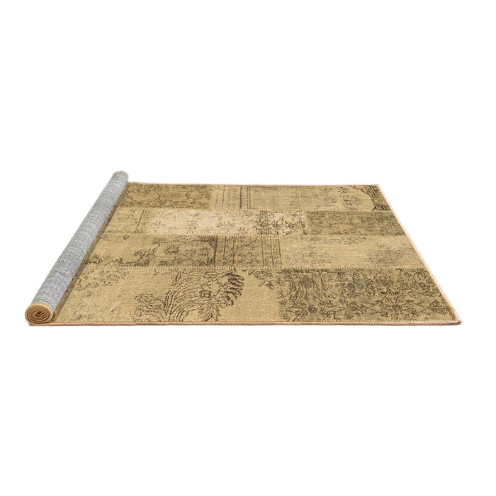 Sideview of Machine Washable Patchwork Brown Transitional Rug, wshcon2910brn