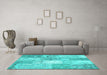 Machine Washable Patchwork Turquoise Transitional Area Rugs in a Living Room,, wshcon2910turq