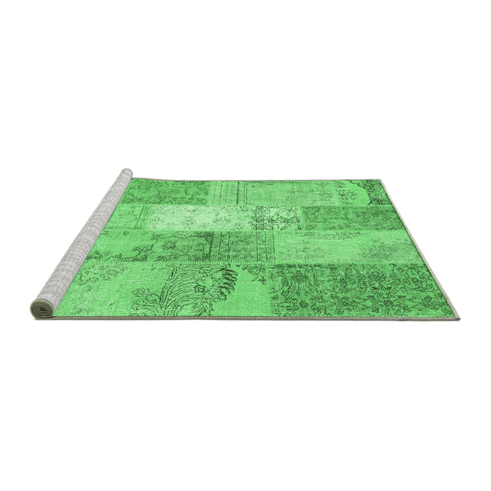 Sideview of Machine Washable Patchwork Emerald Green Transitional Area Rugs, wshcon2910emgrn