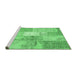 Sideview of Machine Washable Patchwork Emerald Green Transitional Area Rugs, wshcon2910emgrn