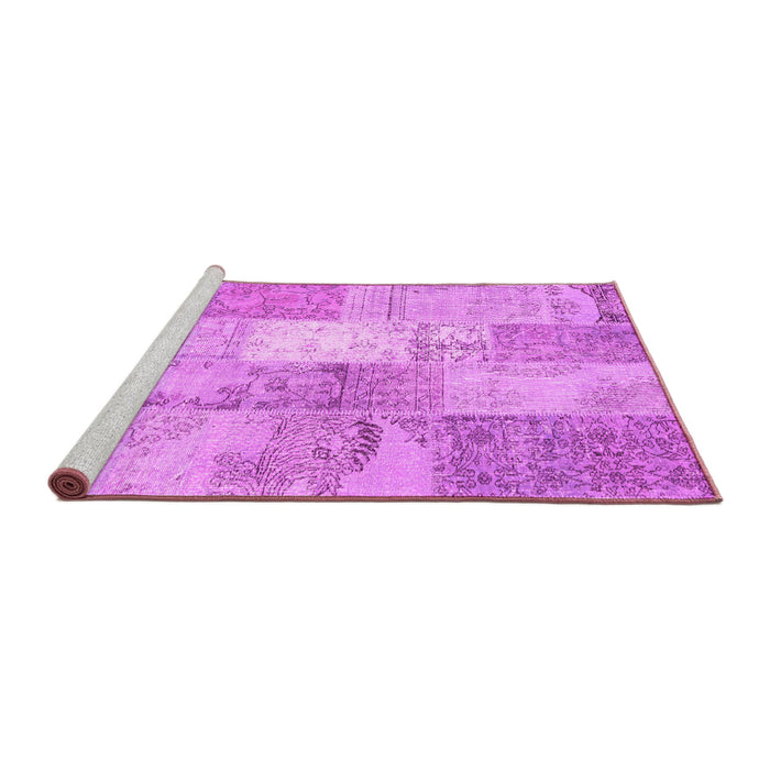 Sideview of Machine Washable Patchwork Pink Transitional Rug, wshcon2910pnk
