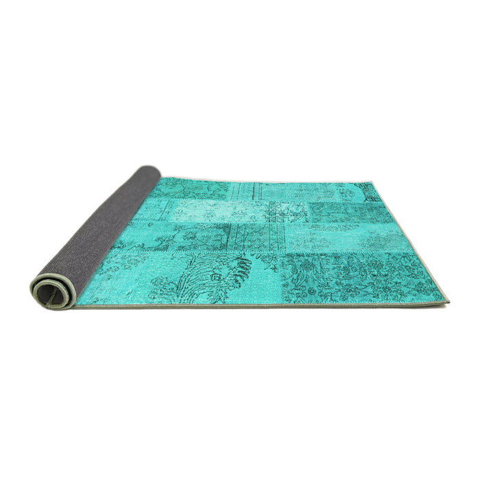 Sideview of Patchwork Turquoise Transitional Rug, con2910turq
