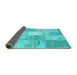 Sideview of Patchwork Turquoise Transitional Rug, con2910turq