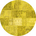 Round Patchwork Yellow Transitional Rug, con2910yw