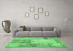 Machine Washable Patchwork Emerald Green Transitional Area Rugs in a Living Room,, wshcon2911emgrn