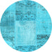 Round Patchwork Light Blue Transitional Rug, con2911lblu