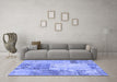 Machine Washable Patchwork Blue Transitional Rug in a Living Room, wshcon2911blu